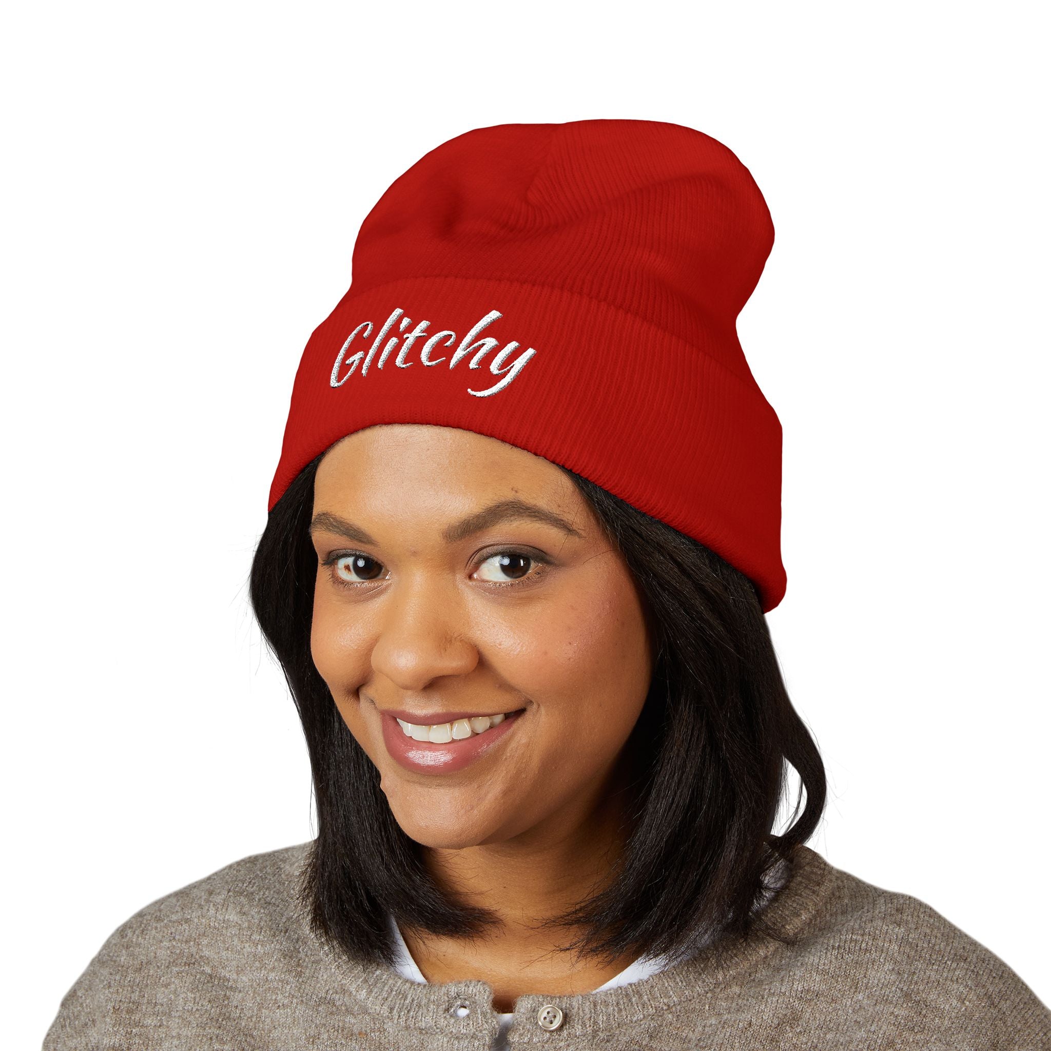 Glitchy Embroidered Beanie