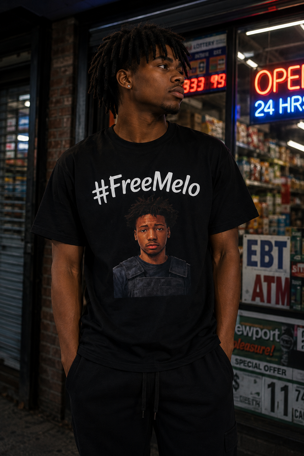 #FreeMelo T-Shirt — Protest Graphic Tee Featuring Portrait