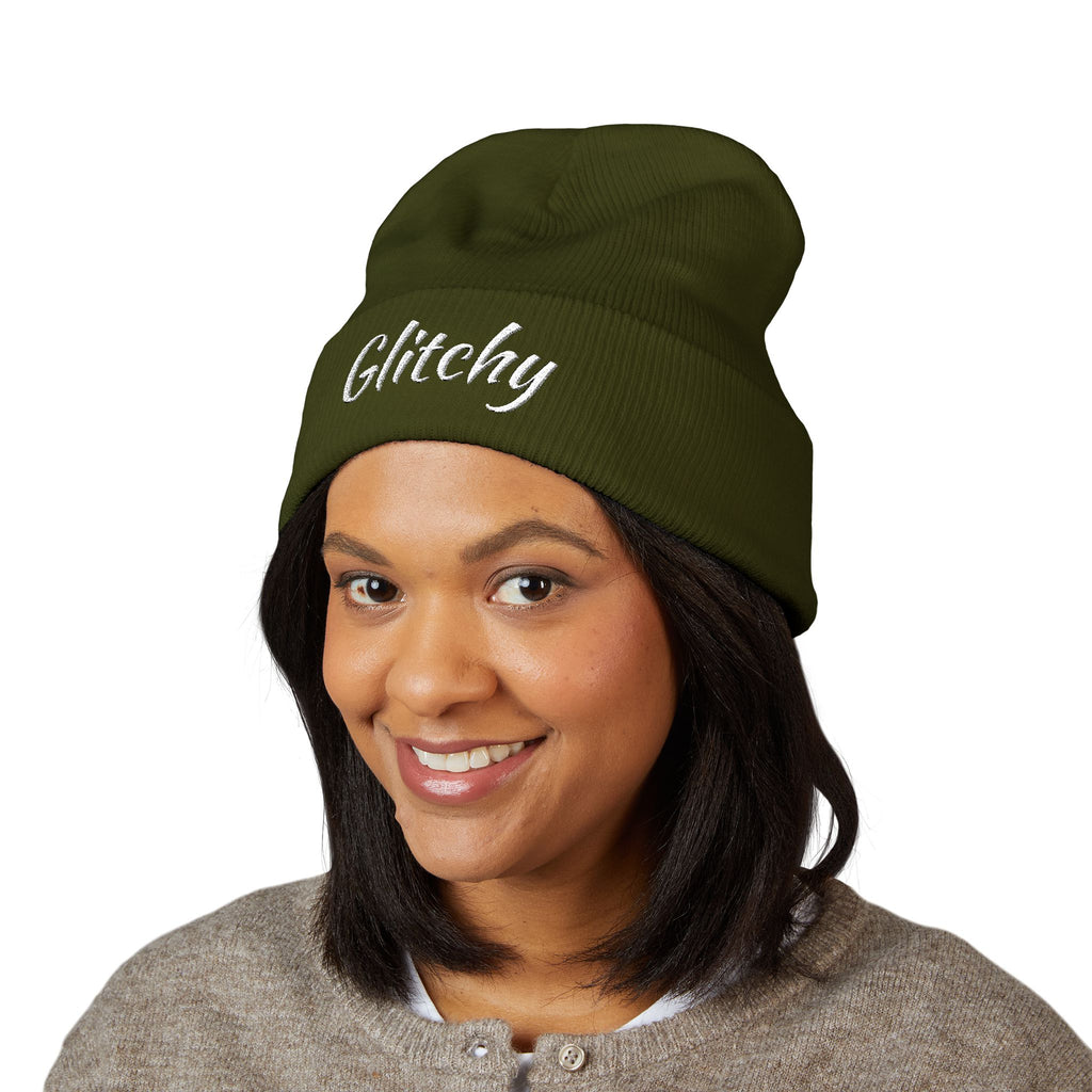 Glitchy Embroidered Beanie